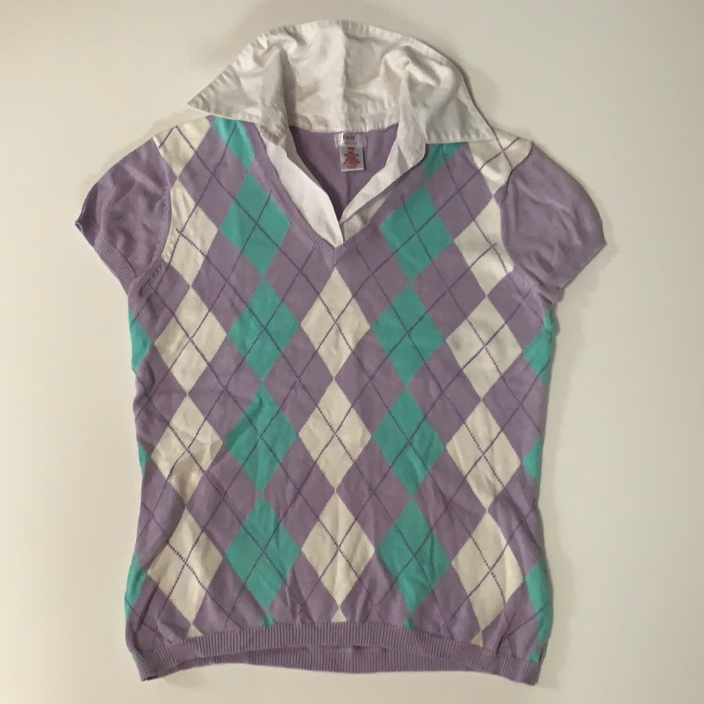 Women’s retro /vintage Argyle light sweater blouse